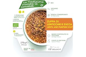 Agricola Miglioretti Zuppa Biologica di Lenticchie e Zucca Pronta in 3 Minuti - Vegana e Senza Conservanti per un Pasto Sano e Delizioso