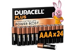 DURACELL Plus AAA Batteries (24 Pack) – Alkaline Batteries 1.5V – Up to 100% Extra Life with POWER BOOST Actives– Reliability For Everyday Devices – 0% Plastic Packaging – 10-Year Storage-MN2400