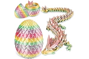 BEIBEIJIA 3D Printed Dragon Egg, Dragon Egg with Dragon, Mysterious Dragon Toy, Movable Dragon, Dragon Toy, Gifts Movable Dragon Figures for Easter Decoration (Rainbow)
