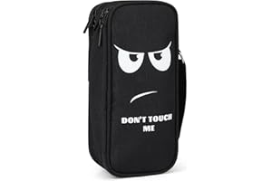 Wzone Piórnik o dużej pojemności z organizerem, 5 przegródek, dla chłopców i dziewczynek, organizer na biurko, do szkoły i biura, studentki, Don't Touch Me, Don't Touch Me, 24 x 12 x 7.5 cm, Piórnik