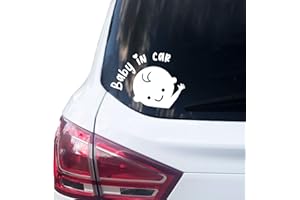 P007 | Baby in Car Aufkleber 14cm x 10cm Auto Sticker Babyaufkleber Autoaufkleber Vinyl Baby on board (V1 Junge, Weiss)