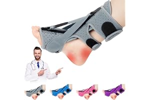 DERJLY Attelle de Nuit Plantar Fasciitis, Nouveau Avec 3 Attelles Ajustables Pour Fasciite Plantaire,Support de Fasciite Plantaire Respirant pour Pieds Plats, Cheville (Gris)