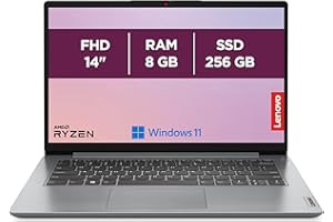 Lenovo IdeaPad 1 14ALC7 - Ordinateur Portable 14'' FHD (AMD Ryzen 5 5500U, RAM 8Go, SSD 256Go, AMD Radeon Graphics, Windows 11 Home) Clavier AZERTY Français - Gris Clair