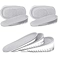 URAQT 2 Pairs Gel Height Increase Insole, Invisible Height Insole Heel Shoe Lift Inserts, Elastic Shock Absorption Heel Cushion Pads, Comfort Elevator Shoe Insoles for Men and Women