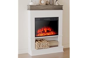 MachenFlame Chimenea eléctrica de 23" con Chimenea de Efecto de Llama Realista y Mando a Distancia con 3 Colores de Llama y Brillo Ajustables,900W/1800W.