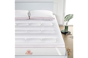 Maxzzz Topper Colchón Microfibra 150x190x5CM Anti-alergénico sobrecolchon Ultra Suave Lavable Cubrecolchón con Correas de Esquina Elásticas