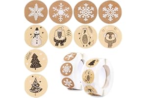 FLOFIA 1000pz Adesivi Natale Natalizi (Dia. 25mm) Etichette Adesive Natalizie Rotonde Adesivi Decorativi per Pacchetti Pacchi Regalo Biglietti Cartolina d’Auguri Festa di Natale