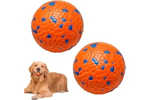 ZEVMI 2 Stück Hundeball Hundespielzeug Ball: Unzerstörbar Gummi Hohe Dehnbar Langlebiger Solider Interaktives Hundebälle, Widerstandsfähige Zähne Training Wasserspielzeug für Kleine/Mittel Hunde(Orange)