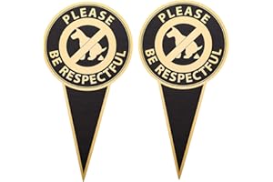 No Dog Poop Sign for Yard with Stake, Prefdo 2 Pack 12" x 6" Double Sided No Pooping Dog Sign, Please Be Respectful, Stop Dogs from Pooping or Peeing Sign for Outdoor Yard Lawn Garden