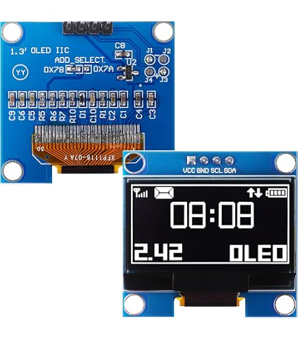 Fasizi 1,3 Zoll OLED Display – I2C 128x64, SSH1106, Weiße Schrift, Für Arduino & STM32 (2 Stück)