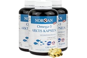 ‎NORSAN NORSAN Premium Omega-3 Arktis Dorschöl Kapseln 3x120 Kapseln - 1.500 mg Omega-3 pro Portion - Fischöl Kapseln aus nachhaltigem Wildfang