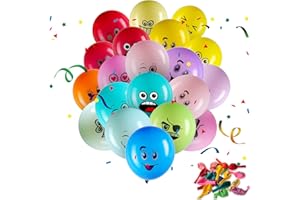 AORIHER 50 Stück Emotion Serie Latex Luftballons Bunt Party Luftballons Niedlich Lustig Luftballons für Kinder Verschiedene Gesichter Ballons für Geburtstag Deko Jungen Mädchen Baby Shower Hochzeit