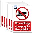Dam Words 6 x No Smoking or Vaping in this Vehicle Sign | No Smoking in Cars Sign (Indoor/Outdoor) |10 x 7.5 cm Adherent Vinyl No Smoking Signs for Vehicles