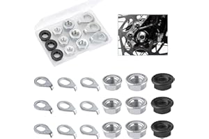 NQEUEPN 18pcs Écrou Roue de Vélo et Rondelle de Sécurité de Vélo Kit, M8 M9,5 M10 Écrou Axe Vélo Pièces de Vélo pour VTT Essieu de Roue Avant et Arrière