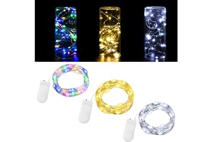 Dalugo Miniljusslinga med batteri, 3 stycken 2 m 20 LED liten ljusslinga batteri inomhus för flaska, rum, heminredning, fest