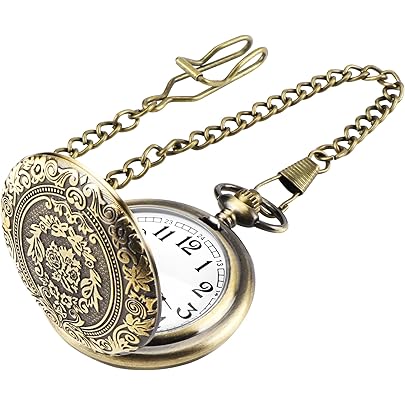 Orologio Al Quarzo Numeri Romani Orologio Da Tasca Vintage In Acciaio Dorato Con Catena - Regalo Elegante Per Uomo, Festa Del Papà Orologio Vintage Uomo