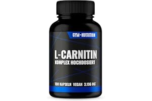 ‎GYM NUTRITION L-Carnitin Dreifach Komplex 3196mg 180 Kapseln hochdosiert – L-Carnitine Tartrat, Acetyl-L-Carnitin, Schwarzer Pfeffer – vegan
