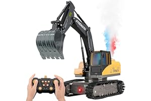 OBEST Remote Control Excavator,2.4G RC Bulldozer RC Digger Tractor Toys, 1:24 Remote Control Bulldozer with Light and Sound Effects, Toy for Kids 6 Years Up for Kids Christmas Birthday Gift