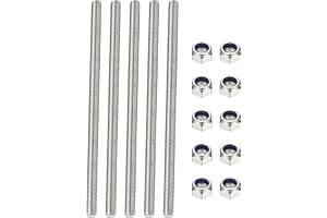 PATIKIL 5 st komplett gängad stång, M6 x 300 mm, 304 rostfritt stål, lång högergänga med rörmuttrar, U-Bolt
