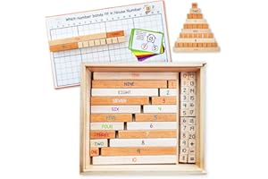 LITTLE BUD KIDS House of Number Buddies Maths Game, a Number Bonds Maths Toy with Number Rods and Addition & Subtraction Flash Cards, Montessori Material for Kids 4-8 years old