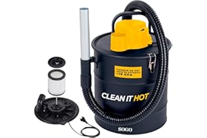 SOGO Aspirador de Cenizas con Función Soplador de 1200W de Potencia y Succión ≥16Kpa - Aspiradora de Cenizas con Filtro Lavable y Manguera Resistente al Calor - Aspirador Cenizas Pellet y Chimenea