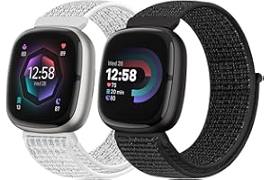 Runostrich Nylon Straps Compatible with Fitbit Versa 4/Sense 2/Versa 3/Sense, Soft Breathable Sport Loop Adjustable Replacement Band Women Man Wristband Accessories