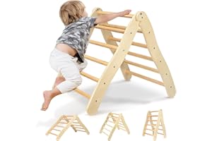 Hlieeosfcn Echelle d’Escalade Triangle Pliable,Triangle d'escalade en Bois,Montessori Triangle,pour s'entraîner à Grimper et à saisir,Jouet d'escalade pour Chambre Salle de Jeux, Charge 60kg