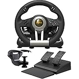 PXN V3 Pro Volante con Pedali - Volante da Gioco a 180°, Feedback a Vibrazione, Paddles per il Cambio, Cambio Sequenziale Inc