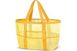 ONCCI Borsa da Spiaggia da Donna XXL Famiglia, Borsa da Spiaggia a Rete Shopper da Donna Tote Bag per Spiaggia Viaggi Shopping Picnic e vita Quotidiana