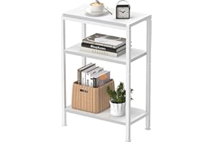 ‎VANTIMO Schmaler Beistelltisch, Nachttisch, Kleiner Tisch, 3 Ablagen Nachttisch Schmal mit Stauraum, sofa beistelltisch für schmale Räume, Wohnzimmer, Schlafzimmer, Küche & Balkon, Arbeitszimmer (Weiß)