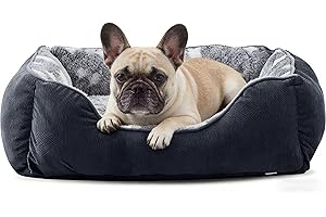 FURTIME Panier Chien Lit Canapé Coussin Dehoussable Lavable Doux et Confortable Antidérapant Noir S(51x48x18cm)