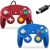 FIOTOK Gamecube Controller, Classic Wired Controller for Wii Nintendo Gamecube (Blue and Red-2 Pack)