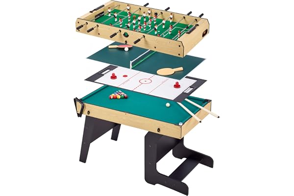 Table Multi Jeux Pliable 4 en 1 Adulte - Baby-Foot - Billard - Ping Pong - Hockey
