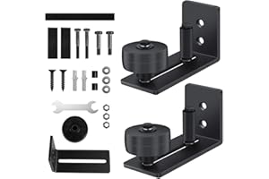 JOLIGAEA 2PCS Guide de Plancher, Guide de Plancher de Porte de Grange, Rouleau Réglable Guide au Sol avec 8 Options de Configuration Pour Porte en Bois Coulissante