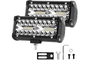 Timisea LED Pods Light Bar, 240W Work LED Light Bar 2PCS Off Road Jeep Driving Fog Lights Triple Row Work Boat Lamp, Waterproof Flood Spot Combo Beam Spot Lights for Cars UVT SUV Truck Pickup
