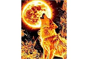 MXJSUA Pittura Diamante,5D Diamond Painting Kit Completo,DIY Pittura Diamante Kit per Pittura a Mosaico,Kit di Pittura con Diamanti Rotondi Quadri,Lupo RuggenteDecorazione da Parete 30X40CM