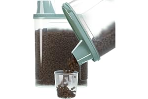 Citylife 2 Pack Dog Food Storage Container Airtight Cat Pet Food Storage Container with Measuring Cup Pour Spout Food Dispenser for Dog Cat Bird, 18.8 * 9.2 * 30 cm, 2 * 2.3 L (Green)