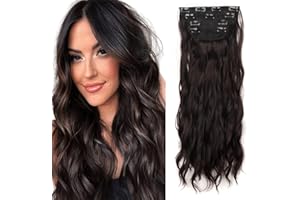 ‎GAIRYAN Gairyan Clip in Extensions Wellen Haarverlängerung Gewellte 4 Teiliges Set Haar Clip Extensions Haarteile Lang Synthetische locken Haarextension für Damen, 55cm 180g - Dunkelbraun