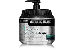 Gutss Professional Shaving Gel with Pump Men- Fresh Active Smooth Shave for Skin Types – Non-Irritating Moisturizing Effect - Soothing Soften Pre-Shaving - Refreshing Fragrance 500ml (Sensitive)