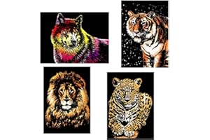 FACYNDE Scratch Peinture Carte À Gratter, Peinture Arc-en-De Dessin Vue du Beast d'art À Gratter Tableaux À Gratter Dessins À Gratter pour Adultes Et Enfants