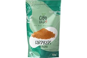CIBO CRUDO CRUDO BIOLOGICO VEGAN Cordyceps Sinensis Bio en Poudre - 100g. Cordyceps Militaris Crue. Riche en Propriétés et Bienfaits des Champignons.