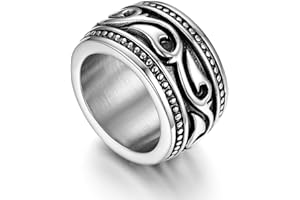 Flongo Anello di Fidanzamento per Uomo, Anello di Tenuta Grande Celtico Anello Irlandese Vikings Celtiche, Amuleto Anello in Acciaio Inox
