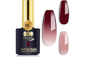 YTD Likomey Smalto Semipermanente per Unghie in gel,15ml UV LED che Cambia Colore con la Temperatura Smalti Semipermanenti per Unghie Camaleonte Manicure Nail Polish-Borgogna Rosa Chiaro
