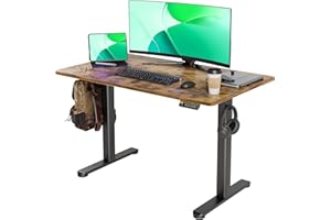 ‎CLAIKS Claiks Höhenverstellbarer Schreibtisch 120x60 cm, Elektrischer Stehschreibtisch mit Kabelmanagement, Computertisch Sitz/steh mit Memory Funktion und Kollisionschutz, Vintage Braun