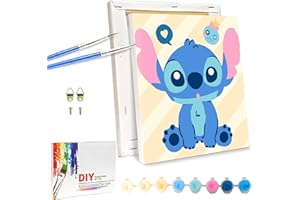 Lixkuokuo Pintura por números con marco de madera para niños a partir de 6 años y jóvenes adultos principiantes, 18 x 24 cm, pintura de dibujos animados con pinceles de lienzo, pinturas acrílicas, kit