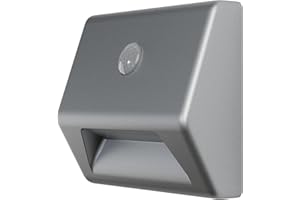 Osram NIGHTLUX Stair Lighting Silver Motion Sensor IP54 Battery Operated 4000K Cool White Ideal for Stairs and Hallways