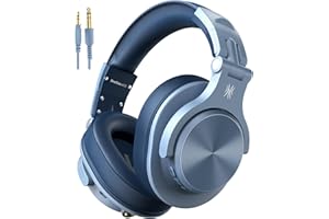 OneOdio A70 Cuffie Bluetooth Over Ear, Cuffie Cablate e Wireless Cuffie Stereo con Microfono, 72 Ore di Riproduzione, CVC 8.0, Jack 3,5 e 6,35 mm, Pieghevole/per DJ/Chitarra/Cellulare/PC (Blu)