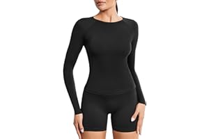 PINSPARK Sportshirt Damen Langarm Sport T-Shirt Leichtes Funktionsshirt Slim Fit Laufshirt Fitness Langarmshirt Rundhals Workout Yoga Tops Kurz Gym Oberteile