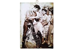 KUSTOM ART Quadro Quadretto Stile Vintage Elvis Presley Che Fa Autografo sulla Testa di Un Bambino. da Collezione Stampa su Legno