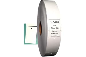 ‎BT-LABEL BT-Label 1500 Kartonetiketten 30 x 46 mm auf Rolle blanko Endlosetiketten mit Loch Preisetiketten für Etikettiergeräte Kleidung Etiketten Anhänger Hang Tags